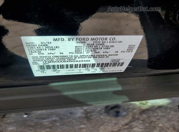 1FM5K8ABXRGA25342 2024 FORD EXPLORER Black სალონის 360-გრადუსიანი ხედი