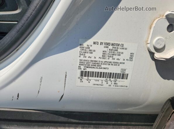 1FM5K8AC3LGA19673 2020 FORD EXPLORER White Սալոնի 360 աստիճան տեսք