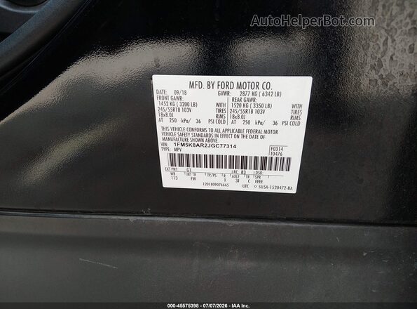 1FM5K8AR2JGC77314 2018 FORD POLICE INTERCEPTOR Black Vista del compartimento del motor