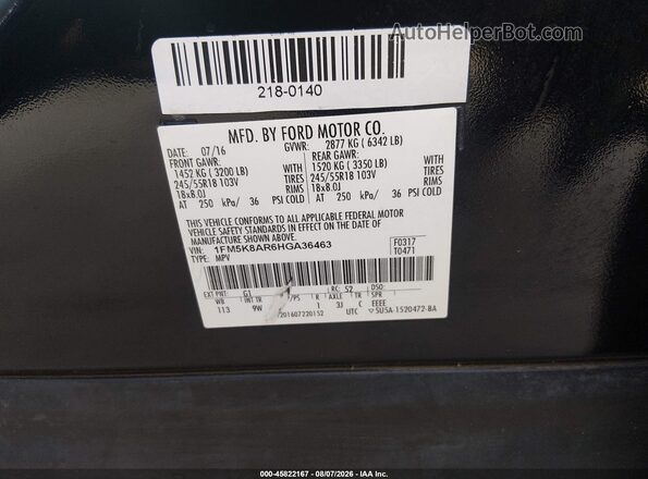 1FM5K8AR6HGA36463 2017 FORD UTILITY POLICE INTERCEPTOR Black Widok komory silnika