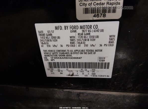 1FM5K8AR8HGD66847 2017 FORD UTILITY POLICE INTERCEPTOR Black Widok komory silnika