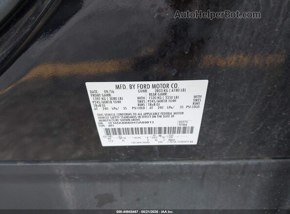 1FM5K8B80HGA89813 2017 FORD EXPLORER Black Շարժիչի բաժամունքի տեսք