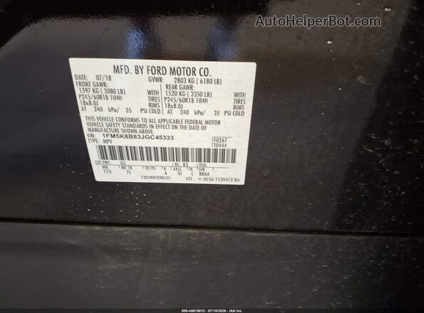 1FM5K8B83JGC45333 2018 FORD EXPLORER Черный Вид подкапотного пространства