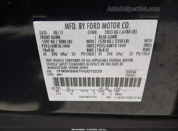 1FM5K8B87HGD72225 2017 FORD EXPLORER Black Widok komory silnika