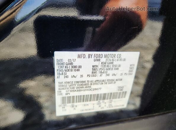 1FM5K8BH2HGC28677 2017 FORD EXPLORER Black Вид наклейки з VIN-кодом