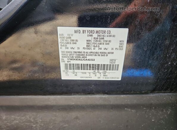 1FM5K8D82JGA42222 2018 FORD EXPLORER Black Vista del compartimento del motor
