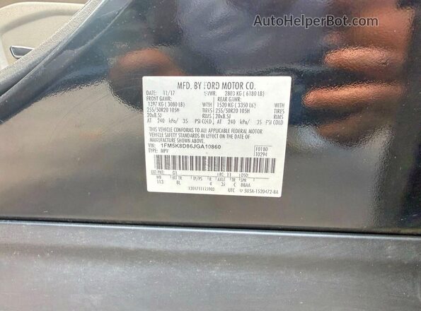 1FM5K8D86JGA10860 2018 FORD EXPLORER Black უკანა სავარძლების ხედი