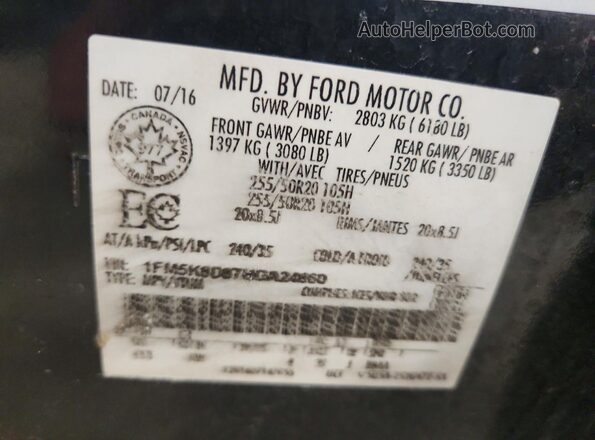 1FM5K8D87HGA24860 2017 FORD EXPLORER Black Widok naklejki z numerem VIN