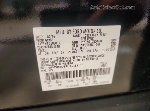 1FM5K8D87HGA83116 2017 FORD EXPLORER Black VIN կոդի պիտակի տեսք