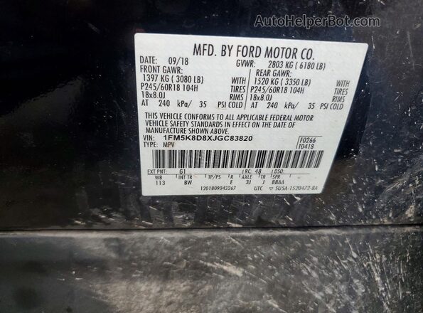 1FM5K8D8XJGC83820 2018 FORD EXPLORER Black VIN կոդի պիտակի տեսք