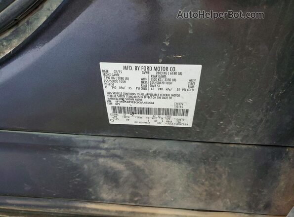 1FM5K8F82GGA46034 2016 FORD EXPLORER Gray Widok naklejki z numerem VIN