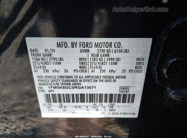 1FM5K8GC0RGA13071 2024 FORD EXPLORER Gray Engine compartment view