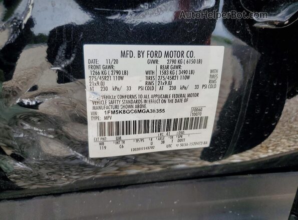 1FM5K8GC6MGA38355 2021 FORD EXPLORER Black 360 interior view