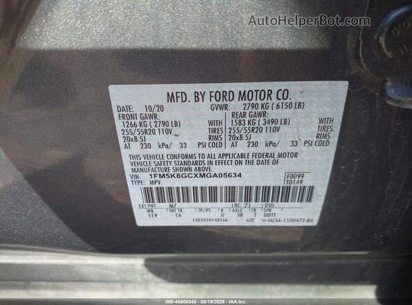 1FM5K8GCXMGA05634 2021 FORD EXPLORER Black Vista del compartimento del motor