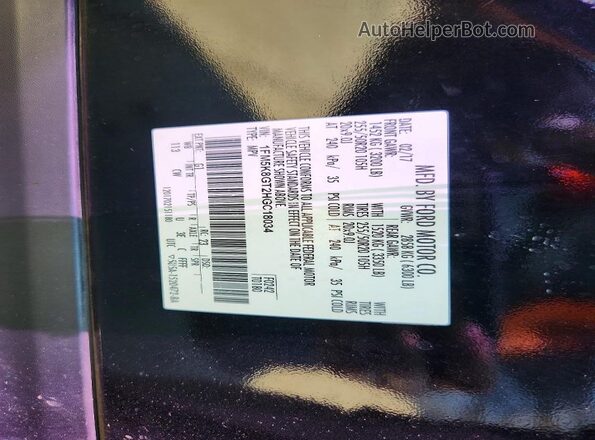 1FM5K8GT2HGC18034 2017 FORD EXPLORER Черный Вид наклейки с VIN-кодом
