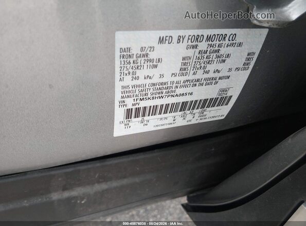 1FM5K8HW7PNA08516 2023 FORD EXPLORER Silver Engine compartment view