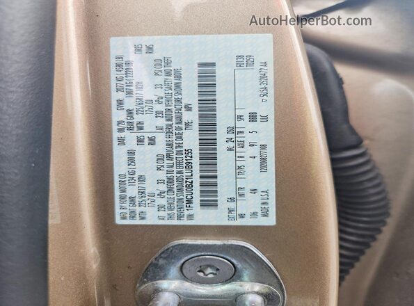 1FMCU0BZ1LUB91255 2020 FORD ESCAPE Tan Vista interior de 360 grados