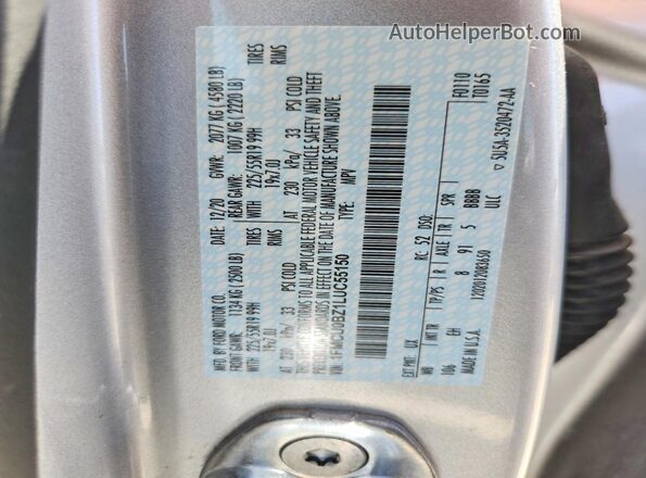 1FMCU0BZ1LUC55150 2020 FORD ESCAPE Silver Vista de la etiqueta del VIN