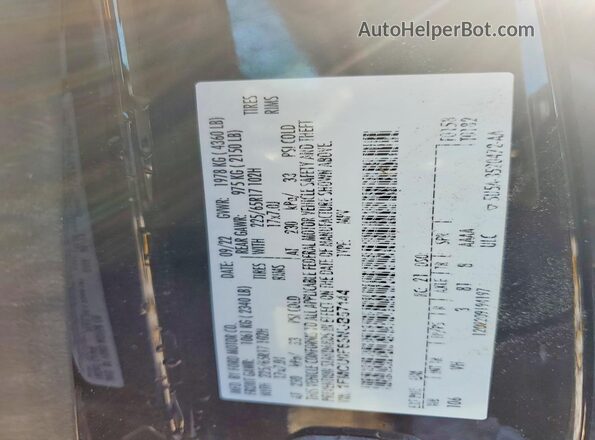 1FMCU0F65NUB57144 2022 FORD ESCAPE Black Вид наклейки з VIN-кодом