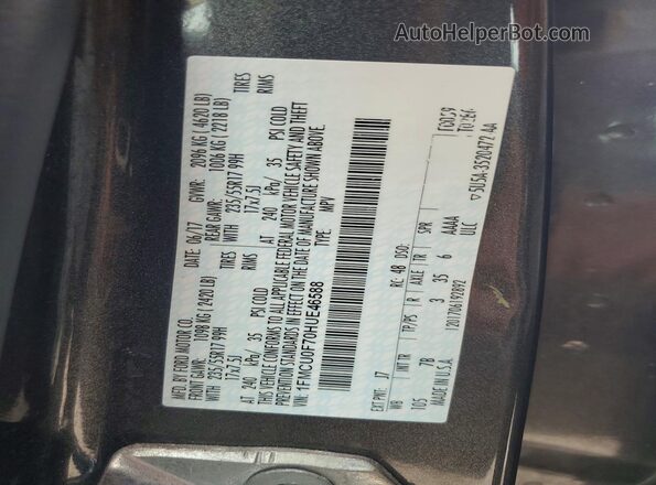1FMCU0F70HUE46588 2017 FORD ESCAPE Серый Вид наклейки с VIN-кодом