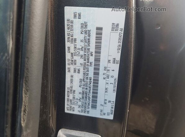 1FMCU0F71HUE74240 2017 FORD ESCAPE Gray VIN sticker view