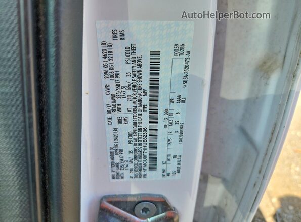 1FMCU0F71HUE82306 2017 FORD ESCAPE White Widok naklejki z numerem VIN