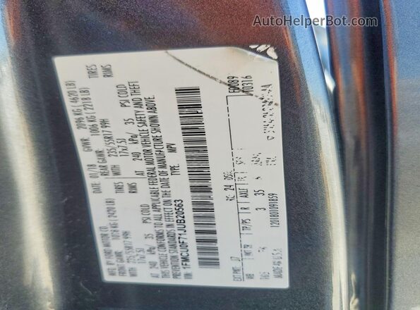 1FMCU0F71JUB20563 2018 FORD ESCAPE Gray VIN կոդի պիտակի տեսք