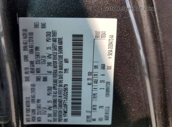 1FMCU0F71JUD25879 2018 FORD ESCAPE Gray Engine compartment view