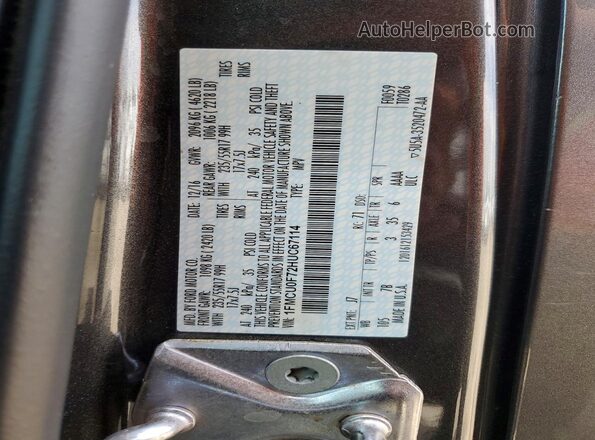 1FMCU0F72HUC67114 2017 FORD ESCAPE Серый Вид наклейки с VIN-кодом