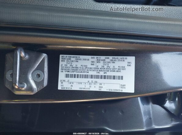1FMCU0F72JUA35134 2018 FORD ESCAPE Gray Widok komory silnika