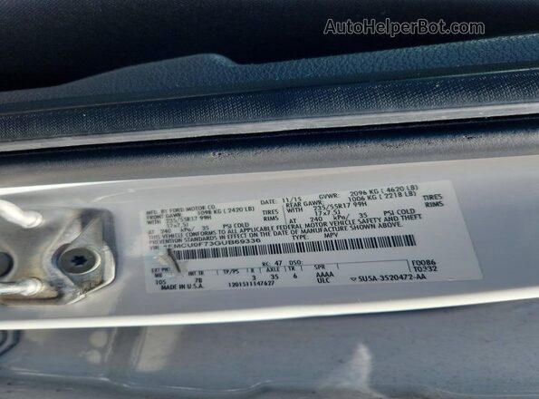 1FMCU0F73GUB69336 2016 FORD ESCAPE Белый Вид наклейки с VIN-кодом