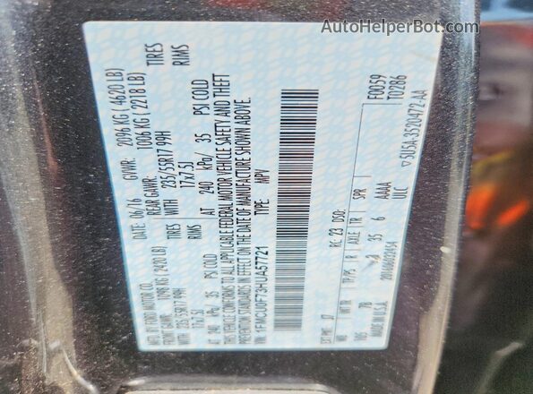 1FMCU0F73HUA57721 2017 FORD ESCAPE Gray VIN կոդի պիտակի տեսք