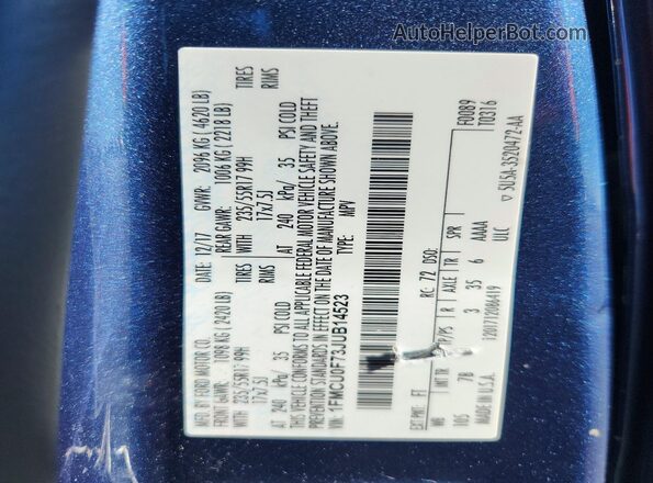 1FMCU0F73JUB14523 2018 FORD ESCAPE Blue Вид підкапотного простору