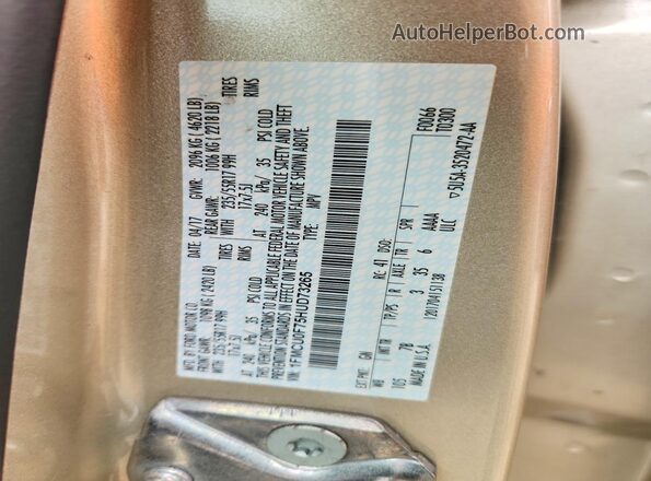 1FMCU0F75HUD73265 2017 FORD ESCAPE Cream Вид наклейки з VIN-кодом