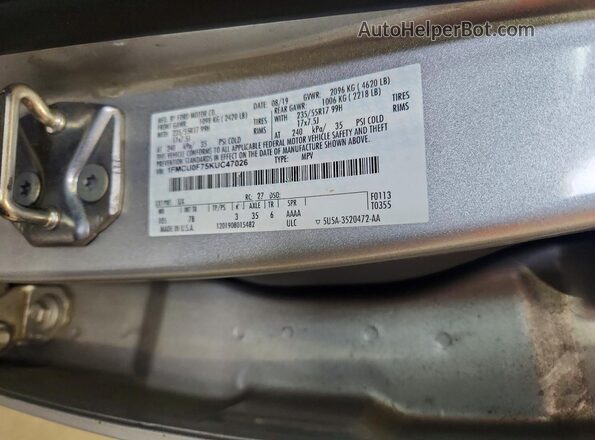 1FMCU0F75KUC47026 2019 FORD ESCAPE Silver 