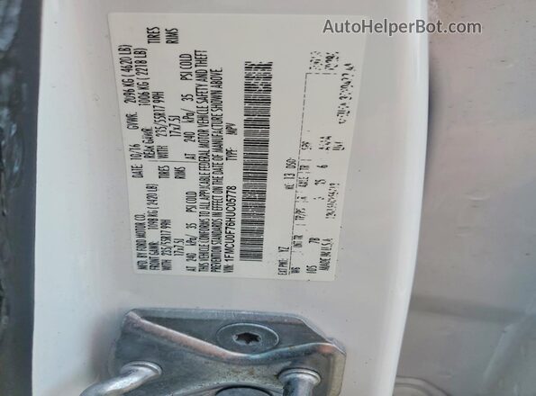 1FMCU0F76HUC05778 2017 FORD ESCAPE White VIN sticker view