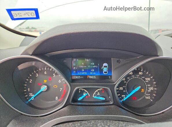 1FMCU0F78KUB26703 2019 FORD ESCAPE White Vista del cuadro de instrumentos