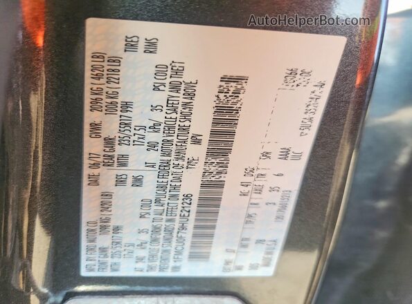 1FMCU0F79HUE21236 2017 FORD ESCAPE Charcoal 360 interior view