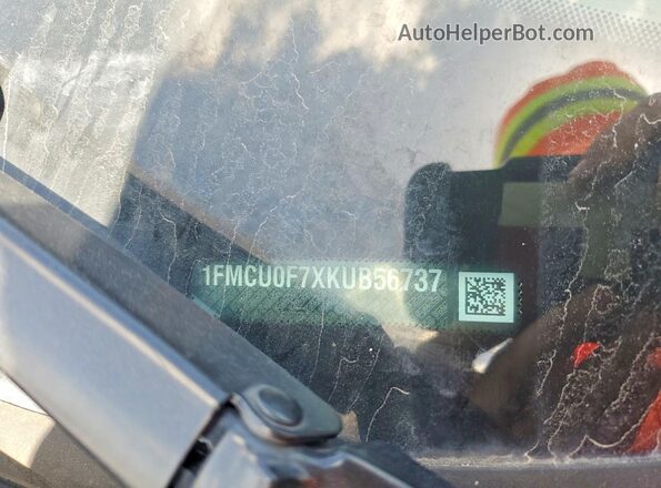 1FMCU0F7XKUB56737 2019 FORD ESCAPE Gray Vista de la etiqueta del VIN