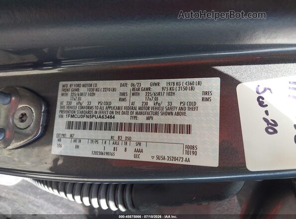 1FMCU0FN5PUA63484 2023 FORD ESCAPE Gray ძრავის განყოფილების ხედი