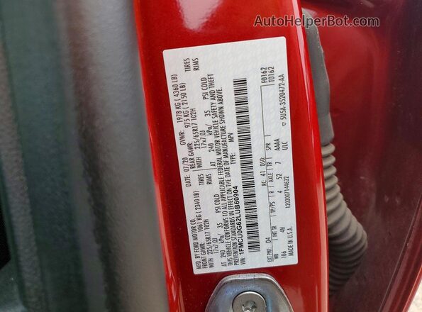 1FMCU0G62LUB60904 2020 FORD ESCAPE Красный Вид наклейки с VIN-кодом