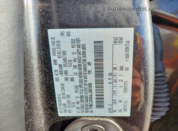 1FMCU0G64LUB83956 2020 FORD ESCAPE Gray Widok naklejki z numerem VIN