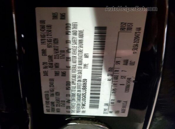 1FMCU0G65LUB80659 2020 FORD ESCAPE Black VIN կոդի պիտակի տեսք