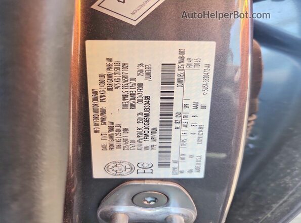 1FMCU0G65MUB33469 2021 FORD ESCAPE Gray Widok naklejki z numerem VIN