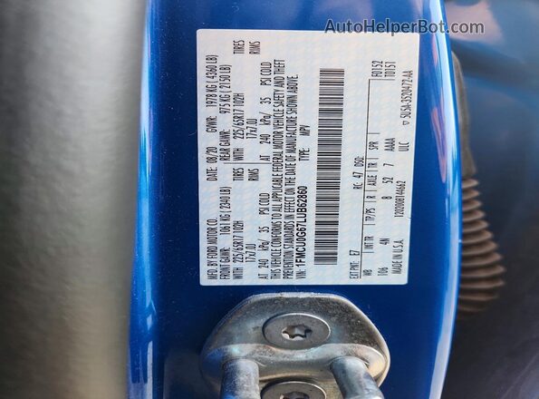 1FMCU0G67LUB62860 2020 FORD ESCAPE Blue VIN კოდის სტიკერის ხედი