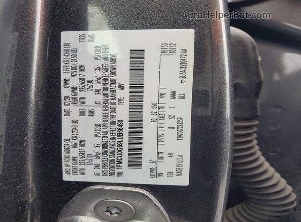 1FMCU0G69LUB66490 2020 FORD ESCAPE Gray ძრავის განყოფილების ხედი