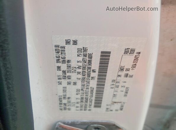 1FMCU0G71GUA59027 2016 FORD ESCAPE White VIN კოდის სტიკერის ხედი