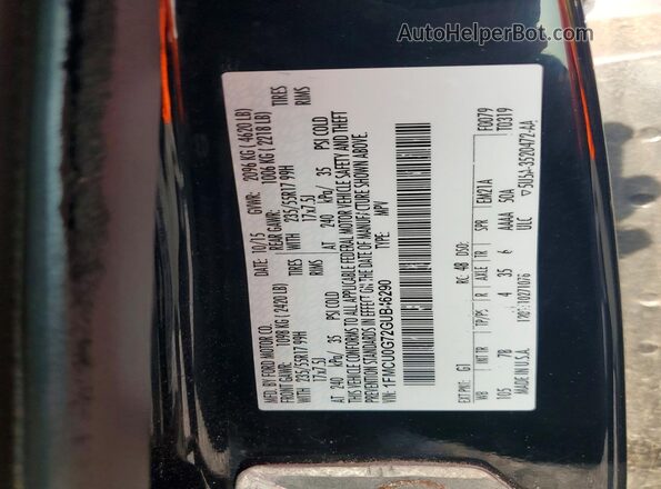 1FMCU0G72GUB46290 2016 FORD ESCAPE Black Панорамний вид салону 360°