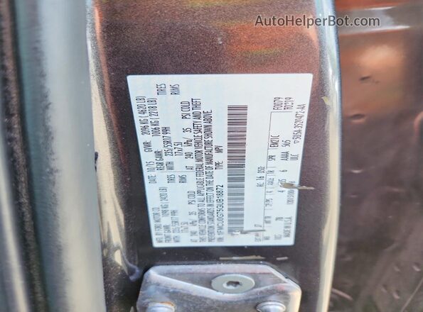 1FMCU0G75GUB18872 2016 FORD ESCAPE Gray Вид наклейки з VIN-кодом
