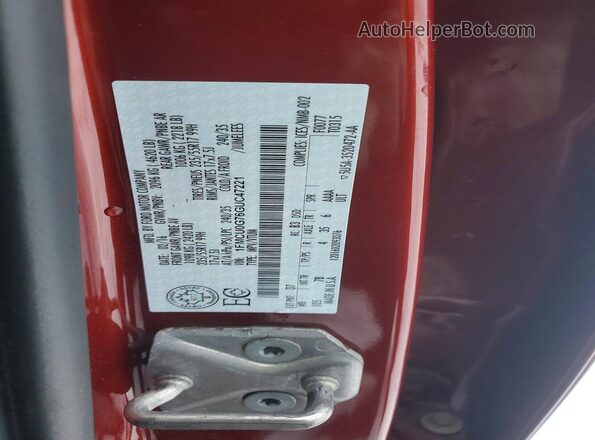 1FMCU0G76GUC47221 2016 FORD ESCAPE Burgundy Widok naklejki z numerem VIN
